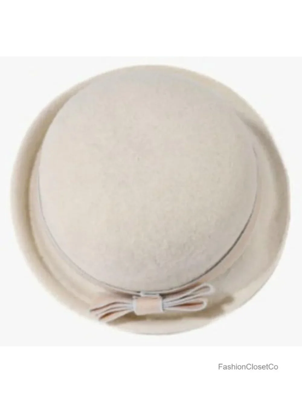Vintage Felt Cloche Hat with Bow, Adjustable Bucket Hat for Winter Fall